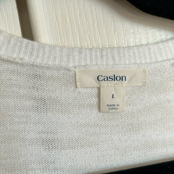 Caslon white heathered short sleeve v neck cardigan size large - Picture 5 of 7